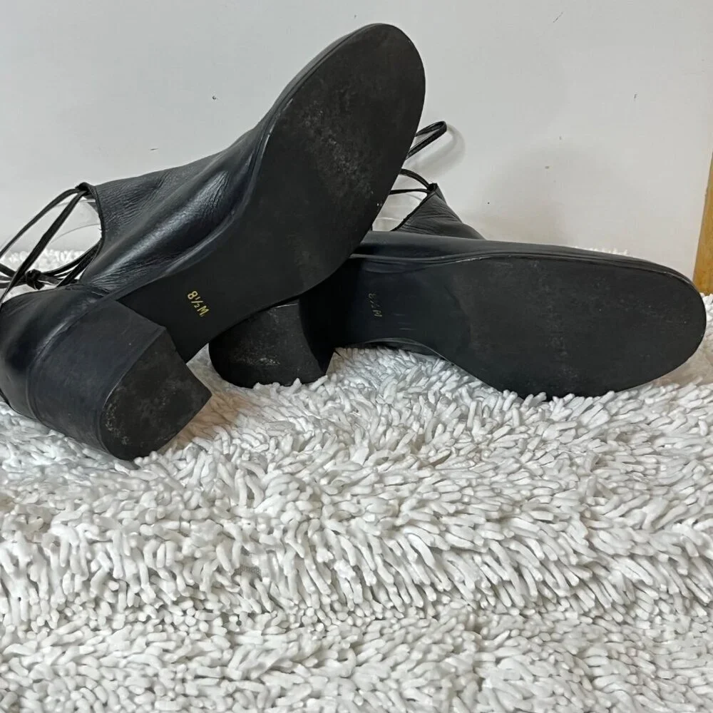 Steve Madden Vintage Chunky Heel Open Side Lace Ankle Closed Toe Bootie Black 8.